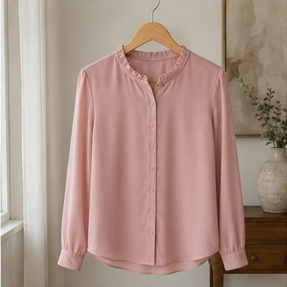 Blush Ruffle Collar Blouse